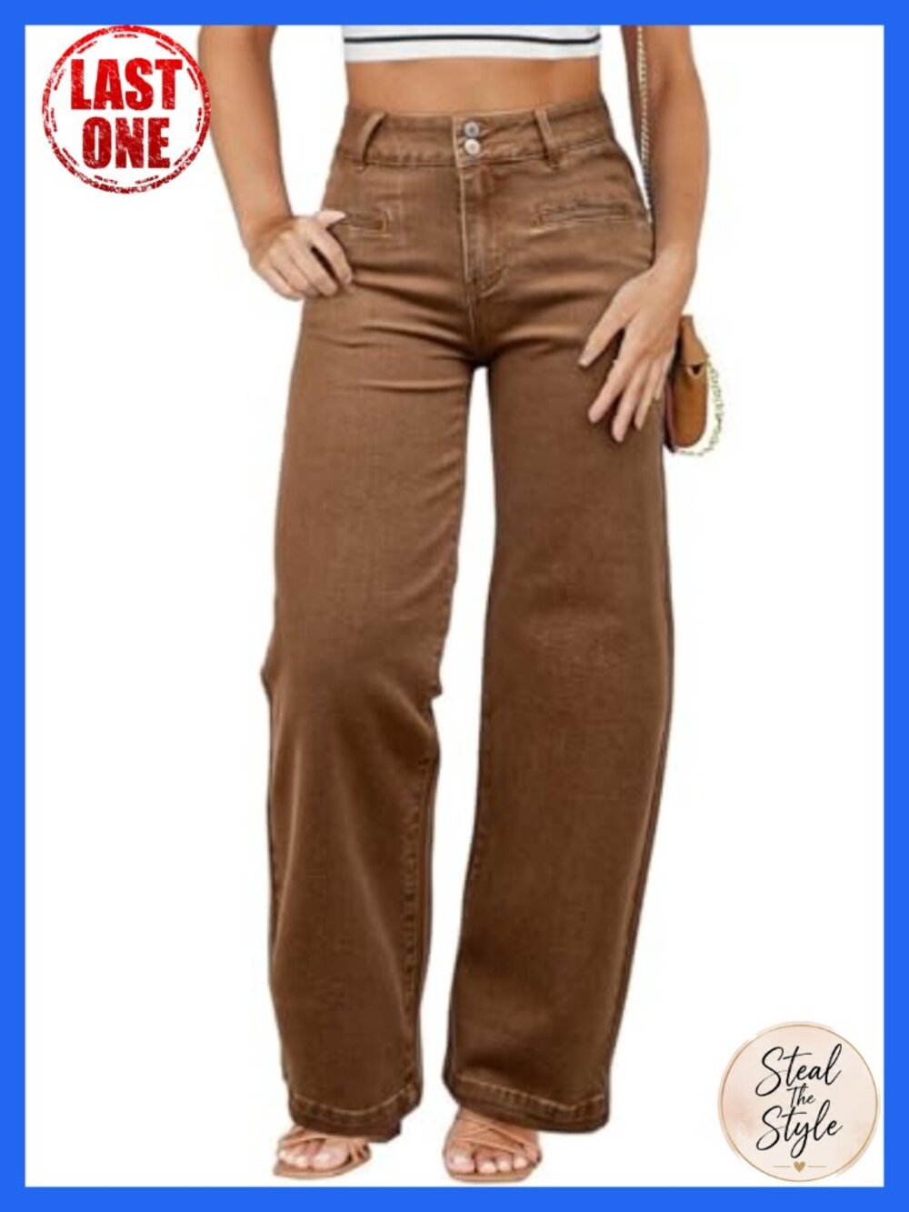 Plus Size High Waisted Wide Leg Jeans Tummy Control Stretch Denim Pants